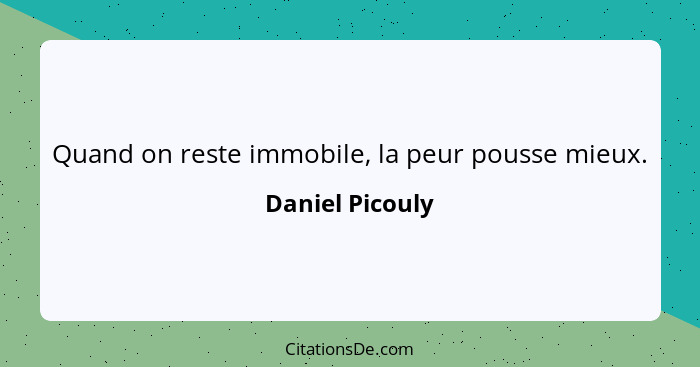 Quand on reste immobile, la peur pousse mieux.... - Daniel Picouly