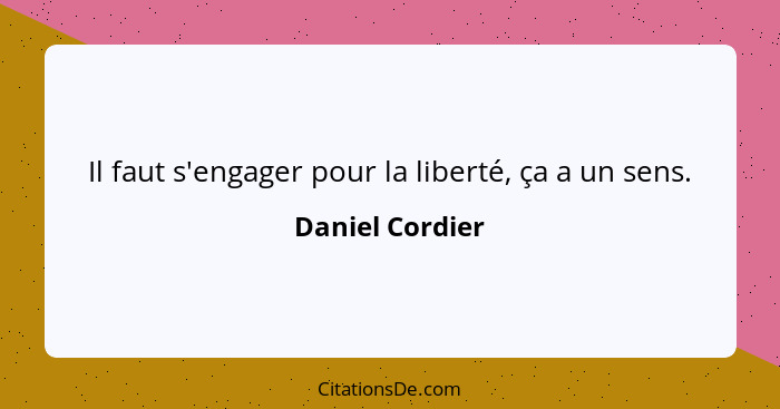 Il faut s'engager pour la liberté, ça a un sens.... - Daniel Cordier