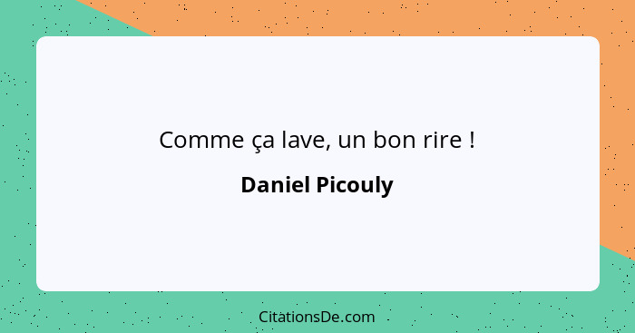 Comme ça lave, un bon rire !... - Daniel Picouly