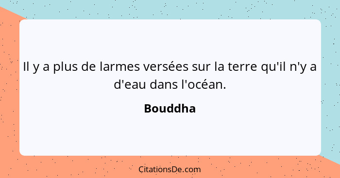 Il y a plus de larmes versées sur la terre qu'il n'y a d'eau dans l'océan.... - Bouddha