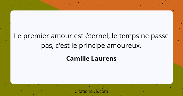 Le premier amour est éternel, le temps ne passe pas, c'est le principe amoureux.... - Camille Laurens