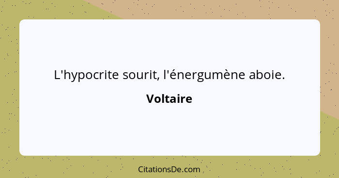 L'hypocrite sourit, l'énergumène aboie.... - Voltaire