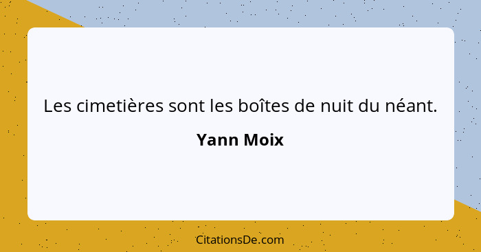 Les cimetières sont les boîtes de nuit du néant.... - Yann Moix