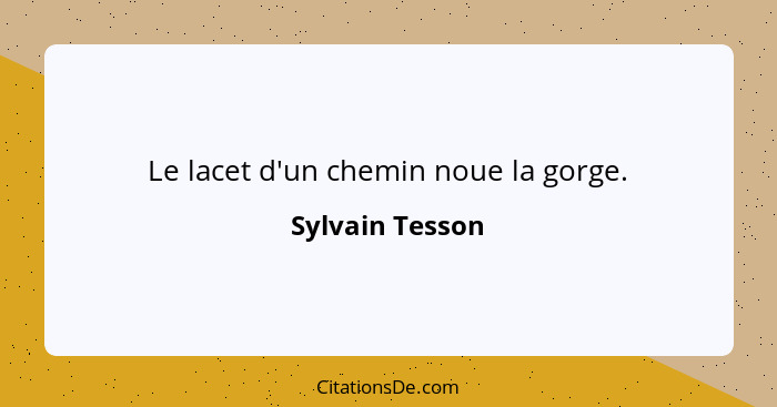 Le lacet d'un chemin noue la gorge.... - Sylvain Tesson