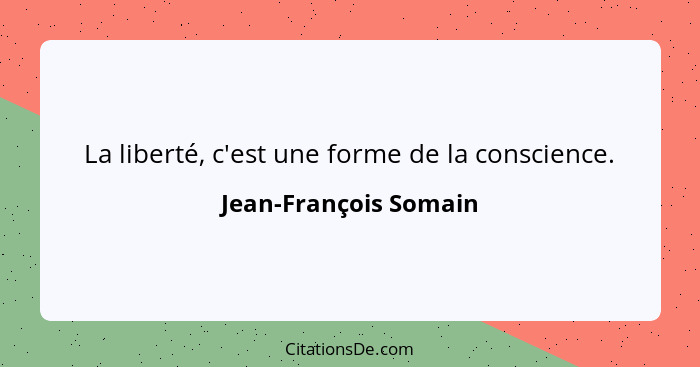 La liberté, c'est une forme de la conscience.... - Jean-François Somain