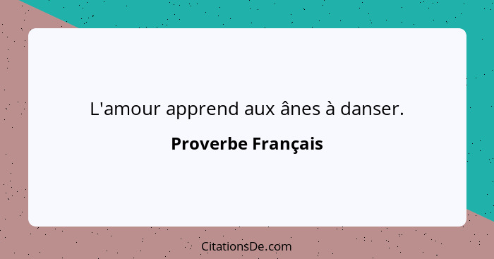 L'amour apprend aux ânes à danser.... - Proverbe Français