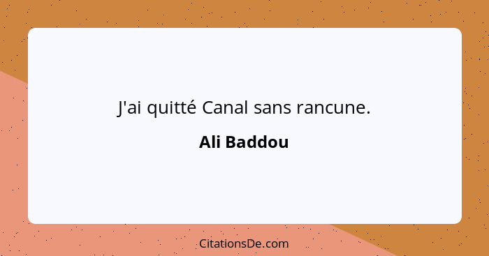 J'ai quitté Canal sans rancune.... - Ali Baddou