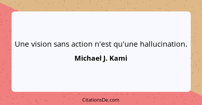 Une vision sans action n'est qu'une hallucination.... - Michael J. Kami