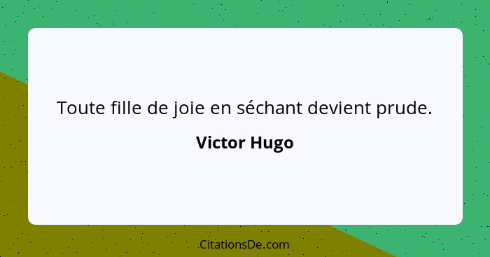 Toute fille de joie en séchant devient prude.... - Victor Hugo