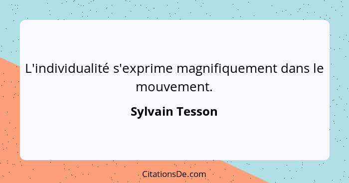 L'individualité s'exprime magnifiquement dans le mouvement.... - Sylvain Tesson