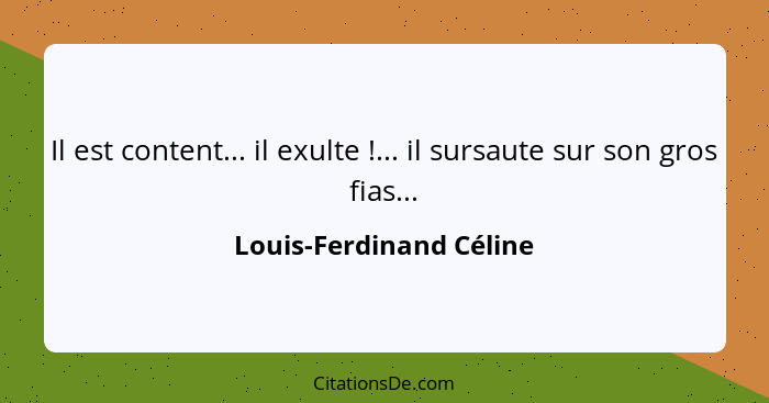 Il est content... il exulte !... il sursaute sur son gros fias...... - Louis-Ferdinand Céline