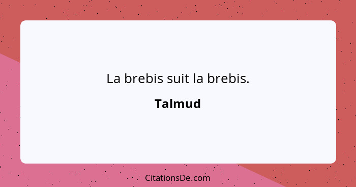 La brebis suit la brebis.... - Talmud