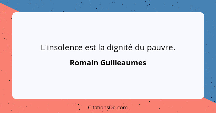 Romain Guilleaumes L Insolence Est La Dignite Du Pauvre