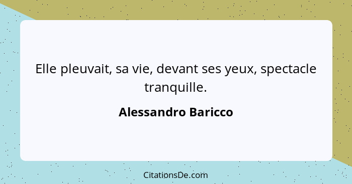 Elle pleuvait, sa vie, devant ses yeux, spectacle tranquille.... - Alessandro Baricco