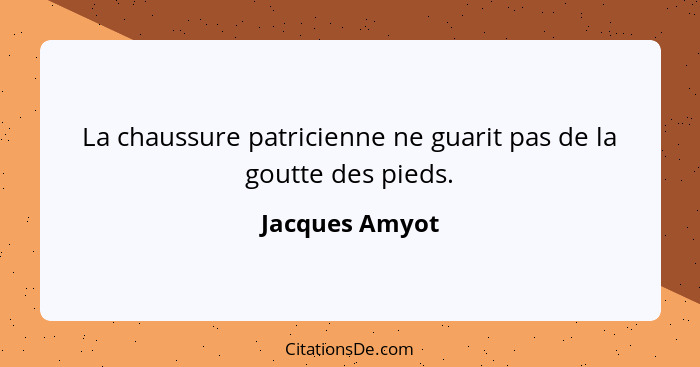 La chaussure patricienne ne guarit pas de la goutte des pieds.... - Jacques Amyot