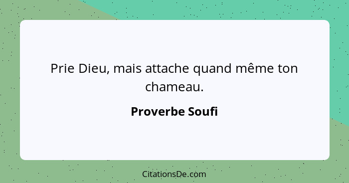 Prie Dieu, mais attache quand même ton chameau.... - Proverbe Soufi