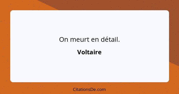 On meurt en détail.... - Voltaire