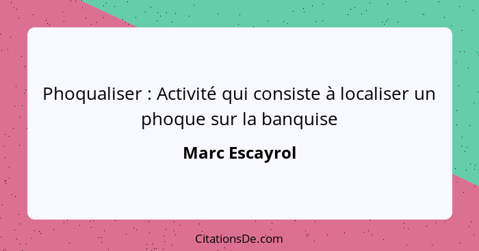 Phoqualiser : Activité qui consiste à localiser un phoque sur la banquise... - Marc Escayrol