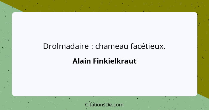 Drolmadaire : chameau facétieux.... - Alain Finkielkraut