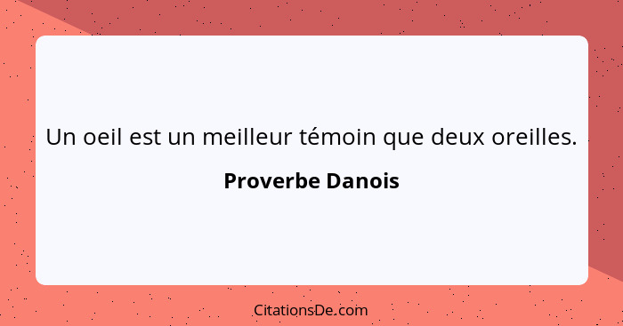 Un oeil est un meilleur témoin que deux oreilles.... - Proverbe Danois