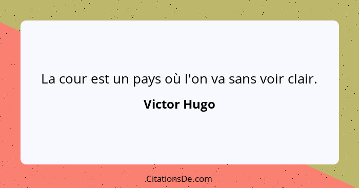 La cour est un pays où l'on va sans voir clair.... - Victor Hugo