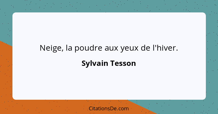 Neige, la poudre aux yeux de l'hiver.... - Sylvain Tesson