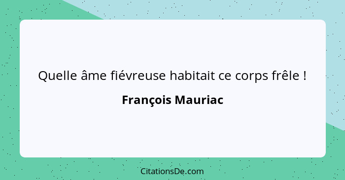 Quelle âme fiévreuse habitait ce corps frêle !... - François Mauriac