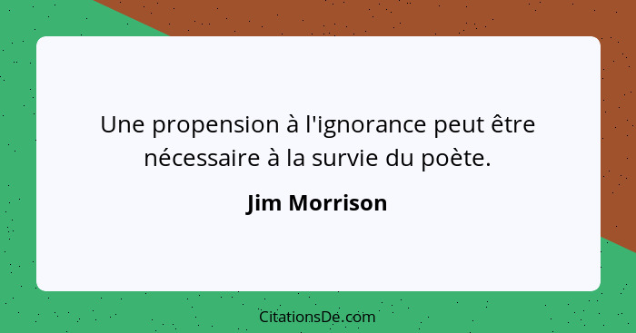 Une propension à l'ignorance peut être nécessaire à la survie du poète.... - Jim Morrison
