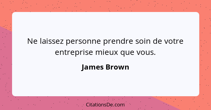 Ne laissez personne prendre soin de votre entreprise mieux que vous.... - James Brown