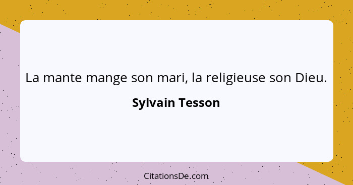 La mante mange son mari, la religieuse son Dieu.... - Sylvain Tesson