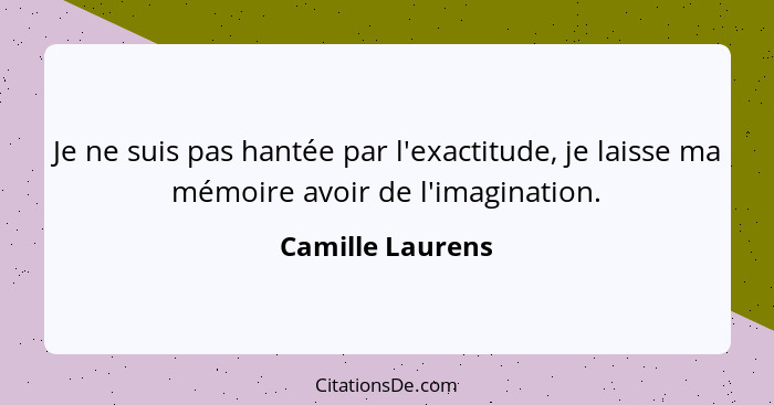 Je ne suis pas hantée par l'exactitude, je laisse ma mémoire avoir de l'imagination.... - Camille Laurens