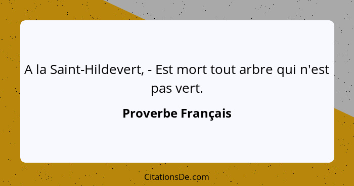 A la Saint-Hildevert, - Est mort tout arbre qui n'est pas vert.... - Proverbe Français