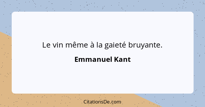 Le vin même à la gaieté bruyante.... - Emmanuel Kant