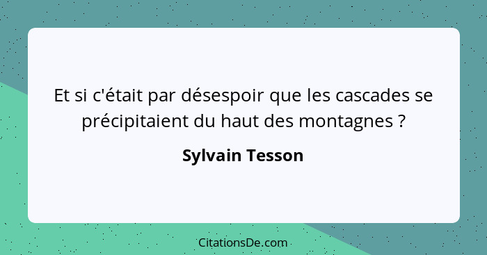 Et si c'était par désespoir que les cascades se précipitaient du haut des montagnes ?... - Sylvain Tesson