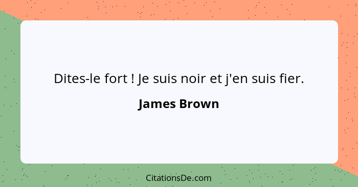 Dites-le fort ! Je suis noir et j'en suis fier.... - James Brown