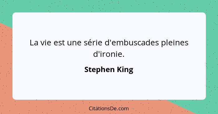 La vie est une série d'embuscades pleines d'ironie.... - Stephen King