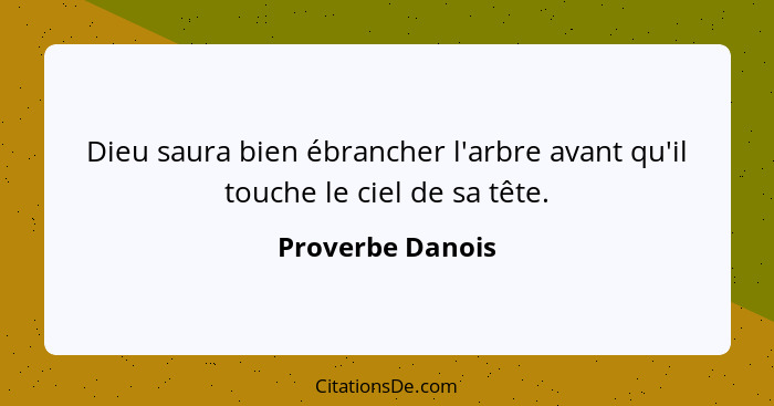 Dieu saura bien ébrancher l'arbre avant qu'il touche le ciel de sa tête.... - Proverbe Danois