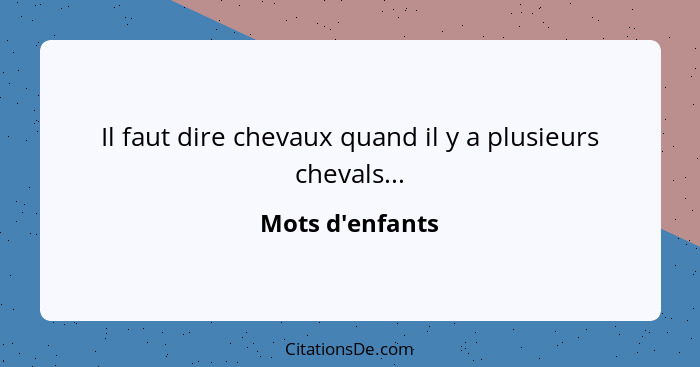 Il faut dire chevaux quand il y a plusieurs chevals...... - Mots d'enfants