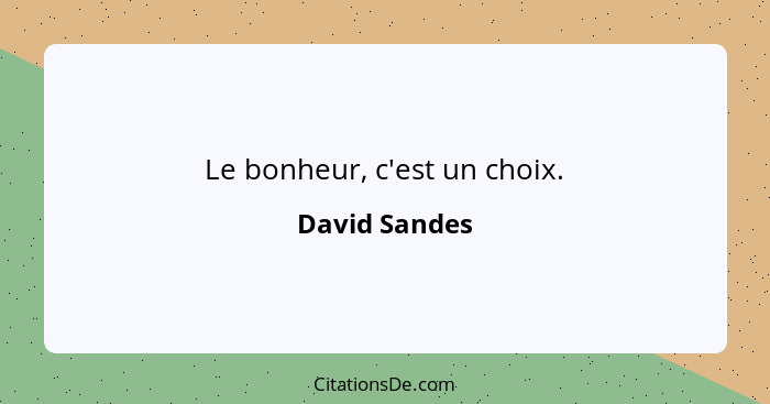 Le bonheur, c'est un choix.... - David Sandes