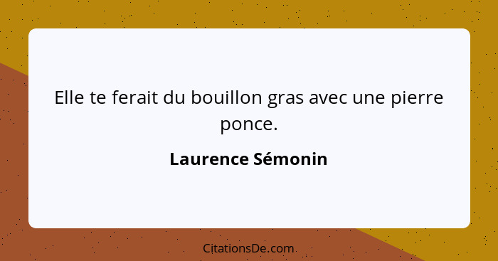 Elle te ferait du bouillon gras avec une pierre ponce.... - Laurence Sémonin