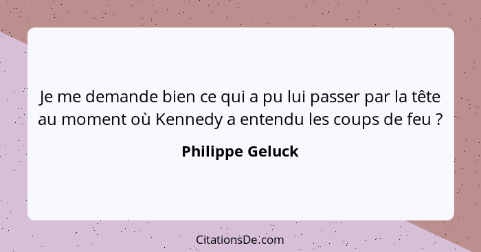 Je me demande bien ce qui a pu lui passer par la tête au moment où Kennedy a entendu les coups de feu ?... - Philippe Geluck