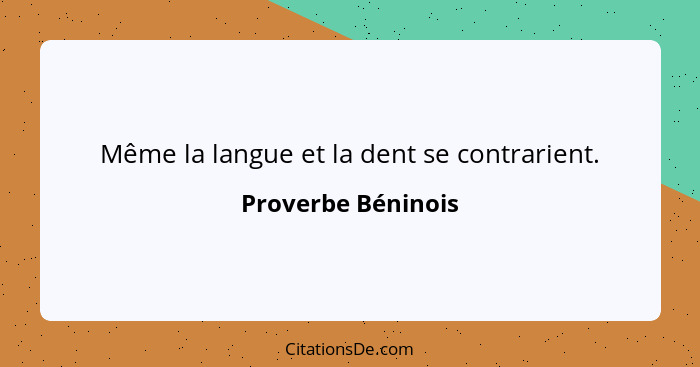 Même la langue et la dent se contrarient.... - Proverbe Béninois