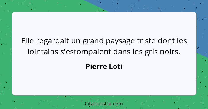 Elle regardait un grand paysage triste dont les lointains s'estompaient dans les gris noirs.... - Pierre Loti