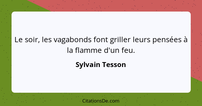 Le soir, les vagabonds font griller leurs pensées à la flamme d'un feu.... - Sylvain Tesson