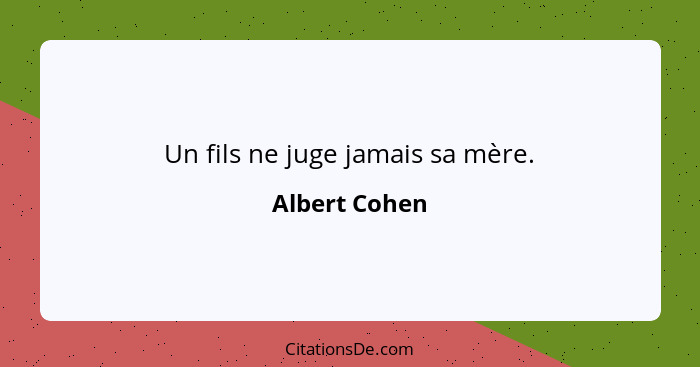 Albert Cohen Un Fils Ne Juge Jamais Sa Mere