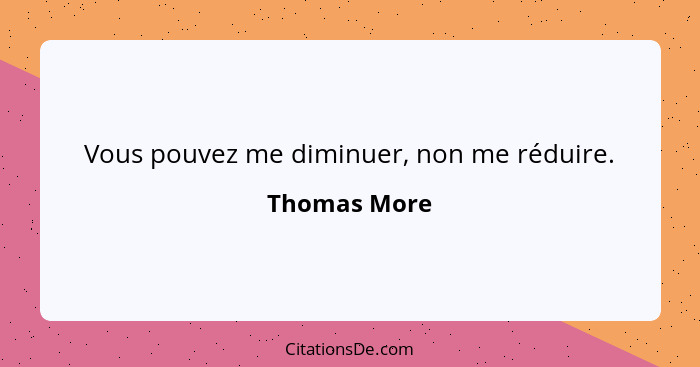 Vous pouvez me diminuer, non me réduire.... - Thomas More