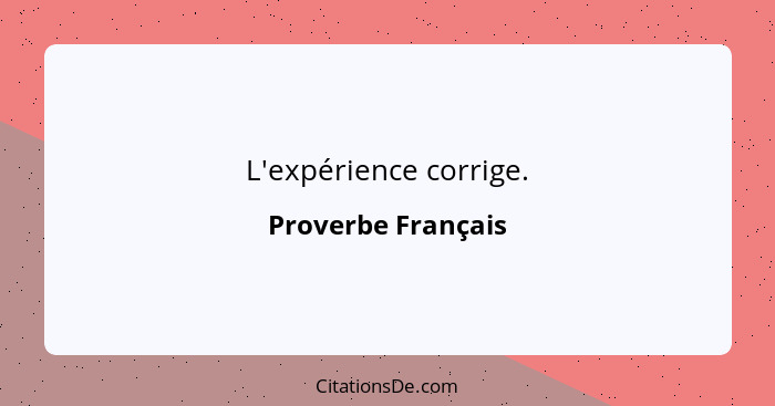 L'expérience corrige.... - Proverbe Français