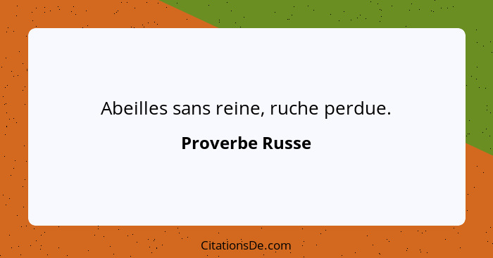 Abeilles sans reine, ruche perdue.... - Proverbe Russe