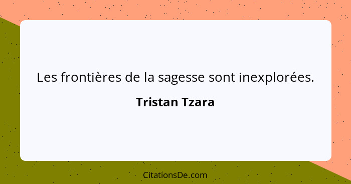 Les frontières de la sagesse sont inexplorées.... - Tristan Tzara