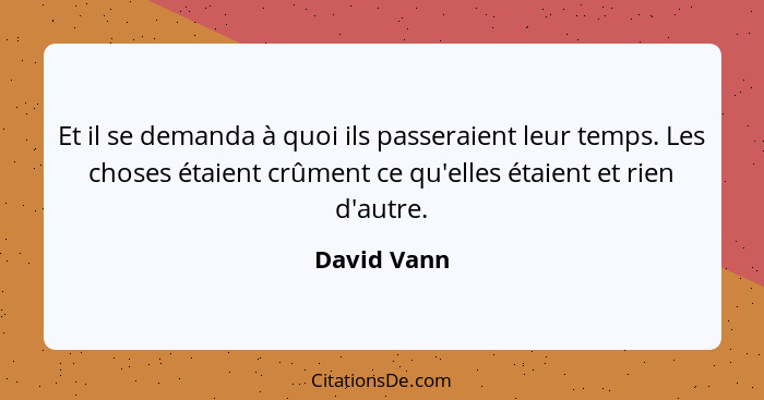 Et il se demanda à quoi ils passeraient leur temps. Les choses étaient crûment ce qu'elles étaient et rien d'autre.... - David Vann